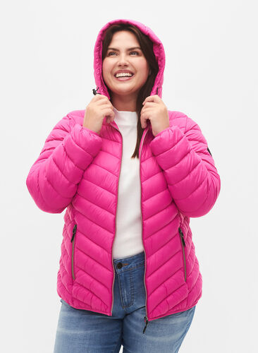 Lightweight jacket with hood, Rose Violet, Model image number 2
