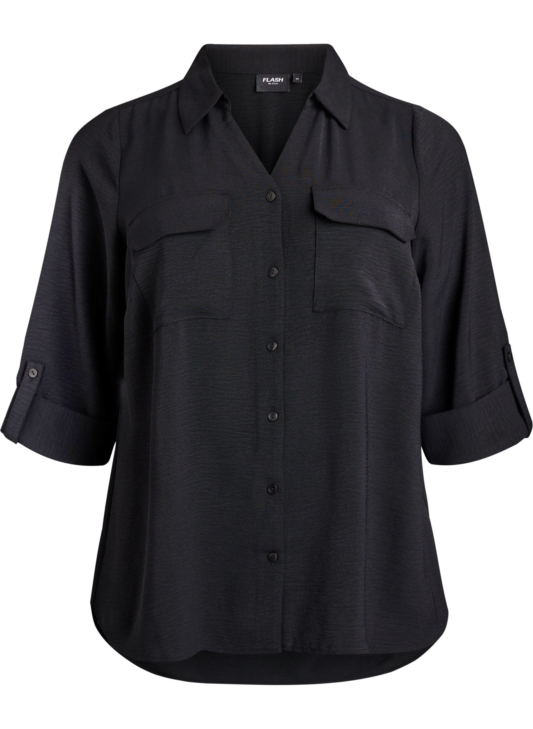 FLASH - Shirt with chest pockets and 3/4 sleeves
