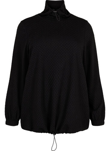 	 Sweatshirt with high neck and adjustable elastic cord, Black, Packshot image number 0