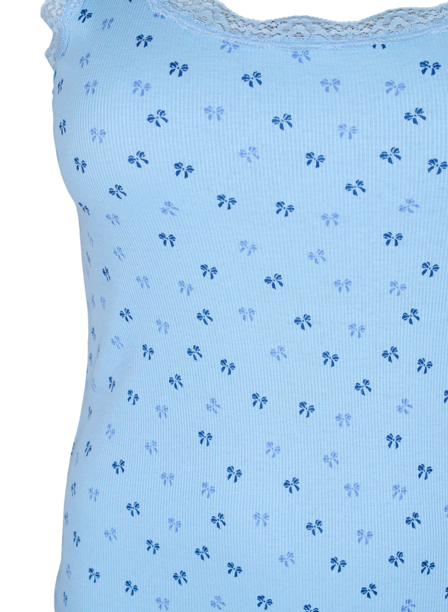 Zizzifashion Top with print and lace edge, Light Blue, Packshot image number 2