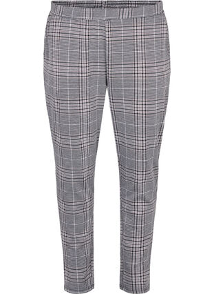 Cropped Maddison trousers with checked pattern, Black Check, Packshot image number 0