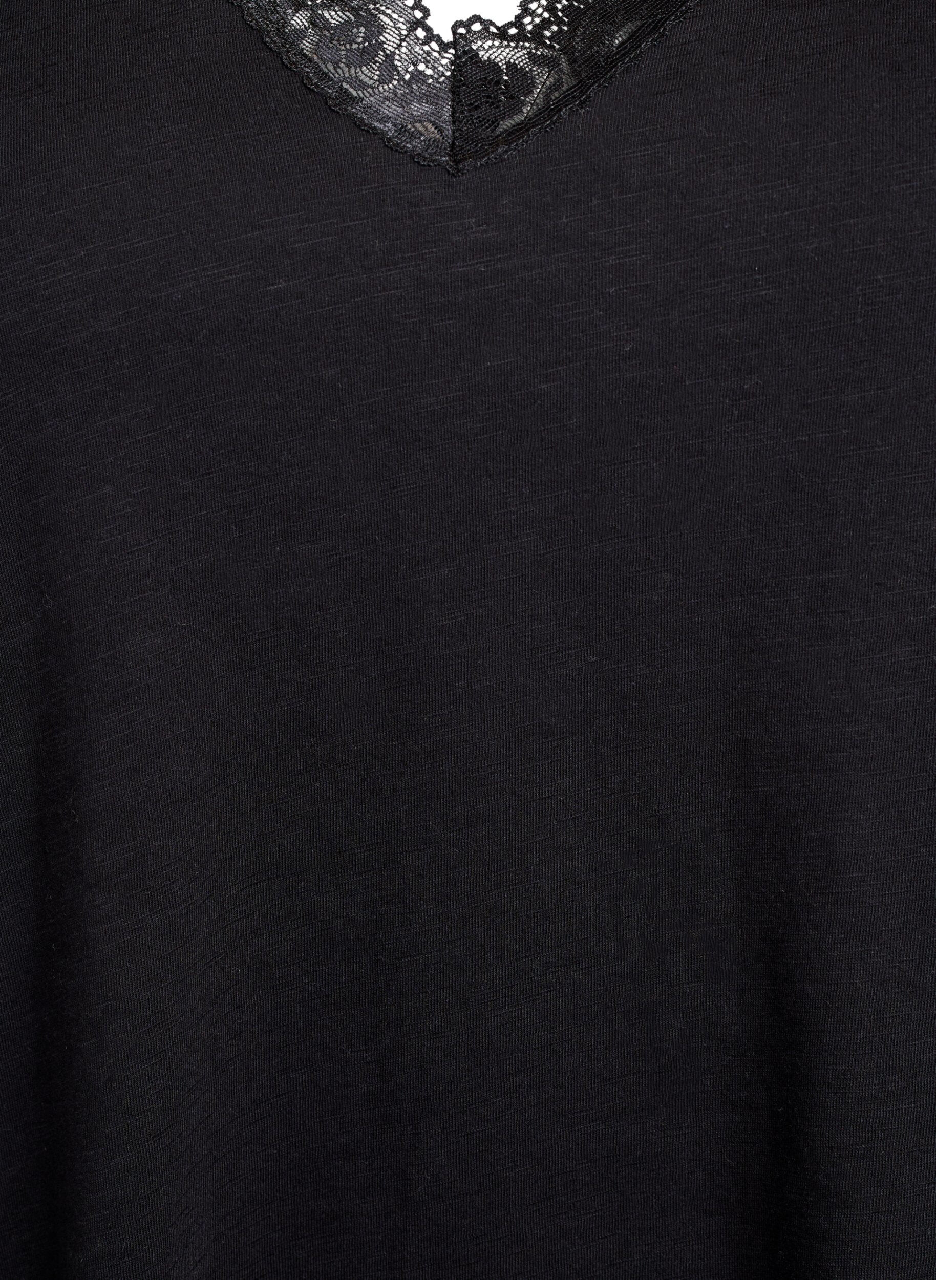 Zizzifashion T-shirt with lace trim, Black, Packshot image number 2