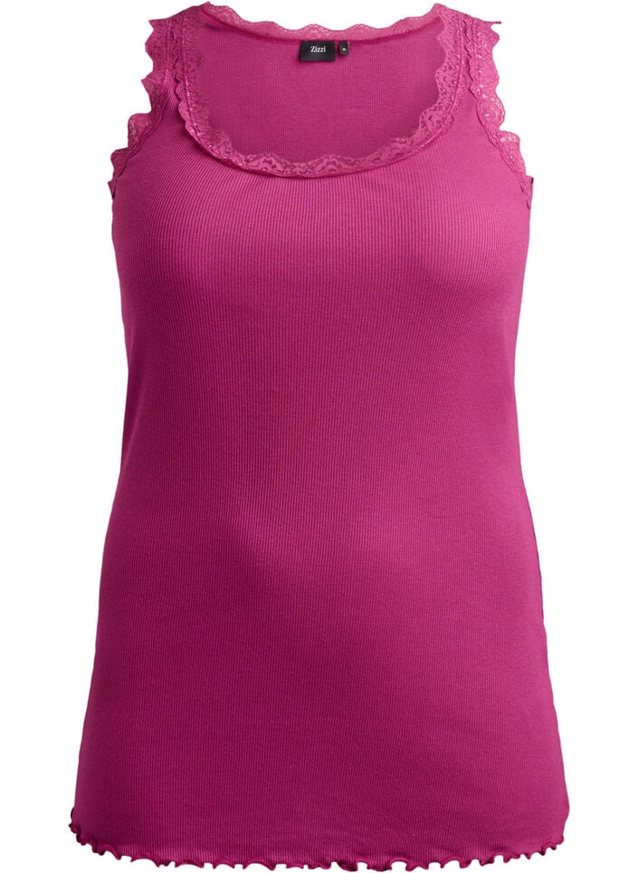 Top with lace trim, Red, Packshot image number 0