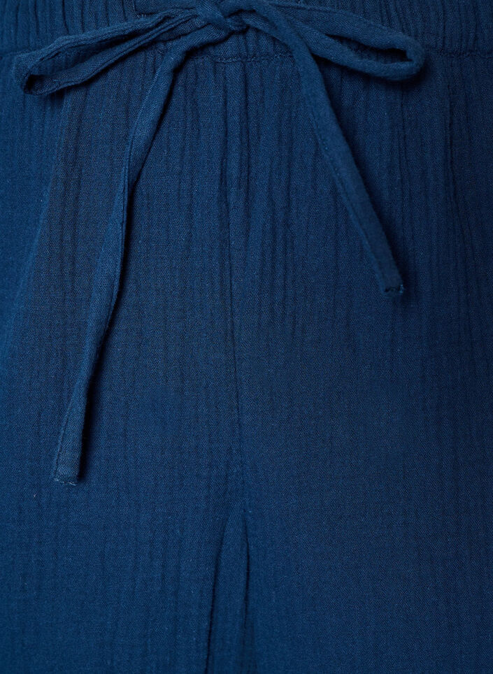 Loose cotton muslin pyjama bottoms, Blue, Packshot image number 2