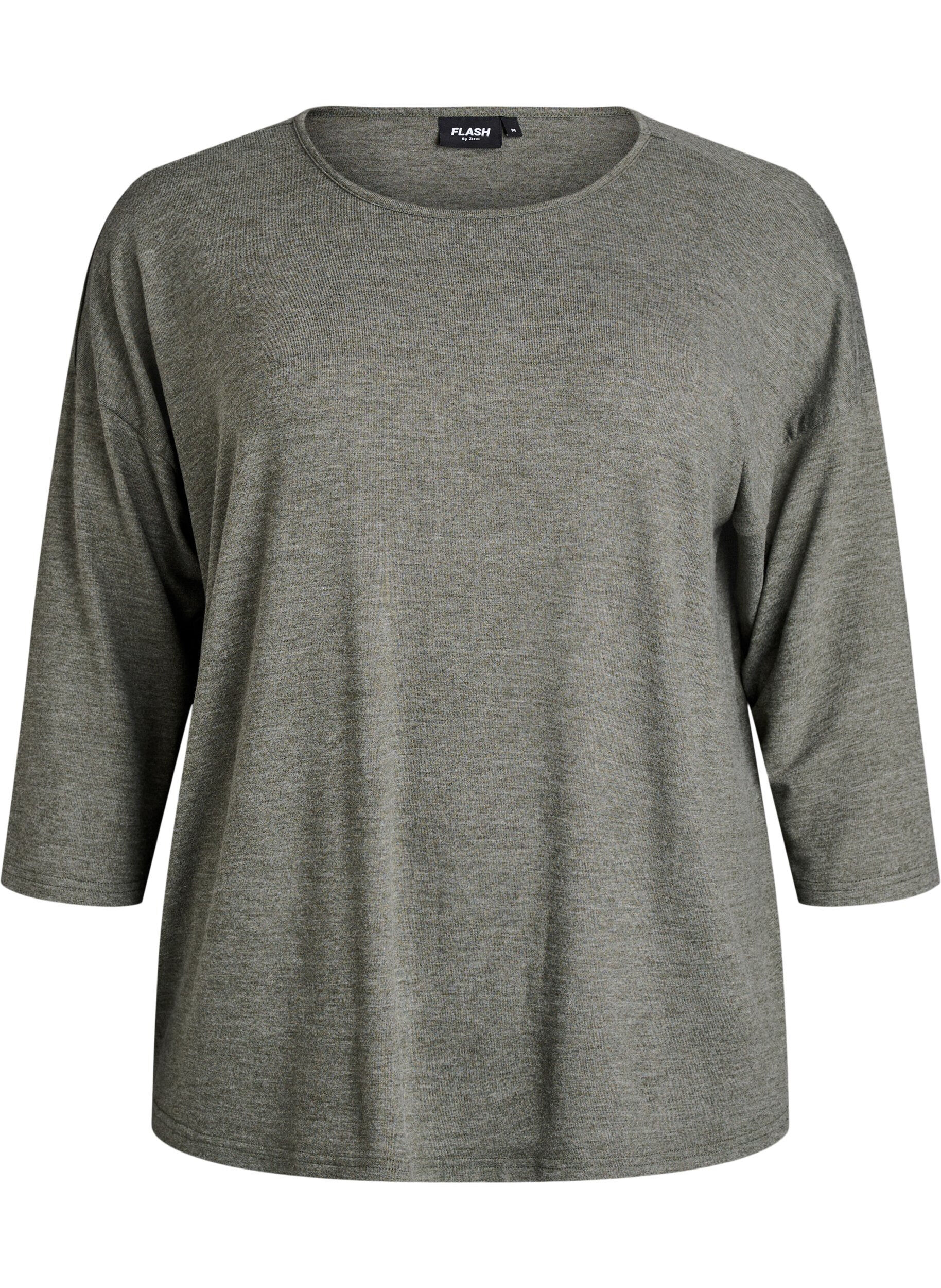 ZizzifashionJersey blouse with 3/4 sleeves, Green, Packshot image number 0
