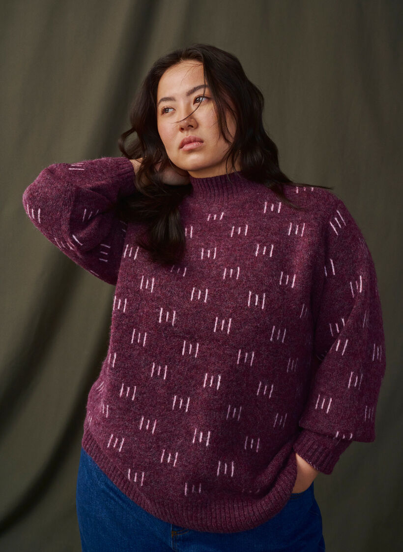 Knitted blouse with pattern and high neck, Potent P. Mel. Comb, Image image number 0