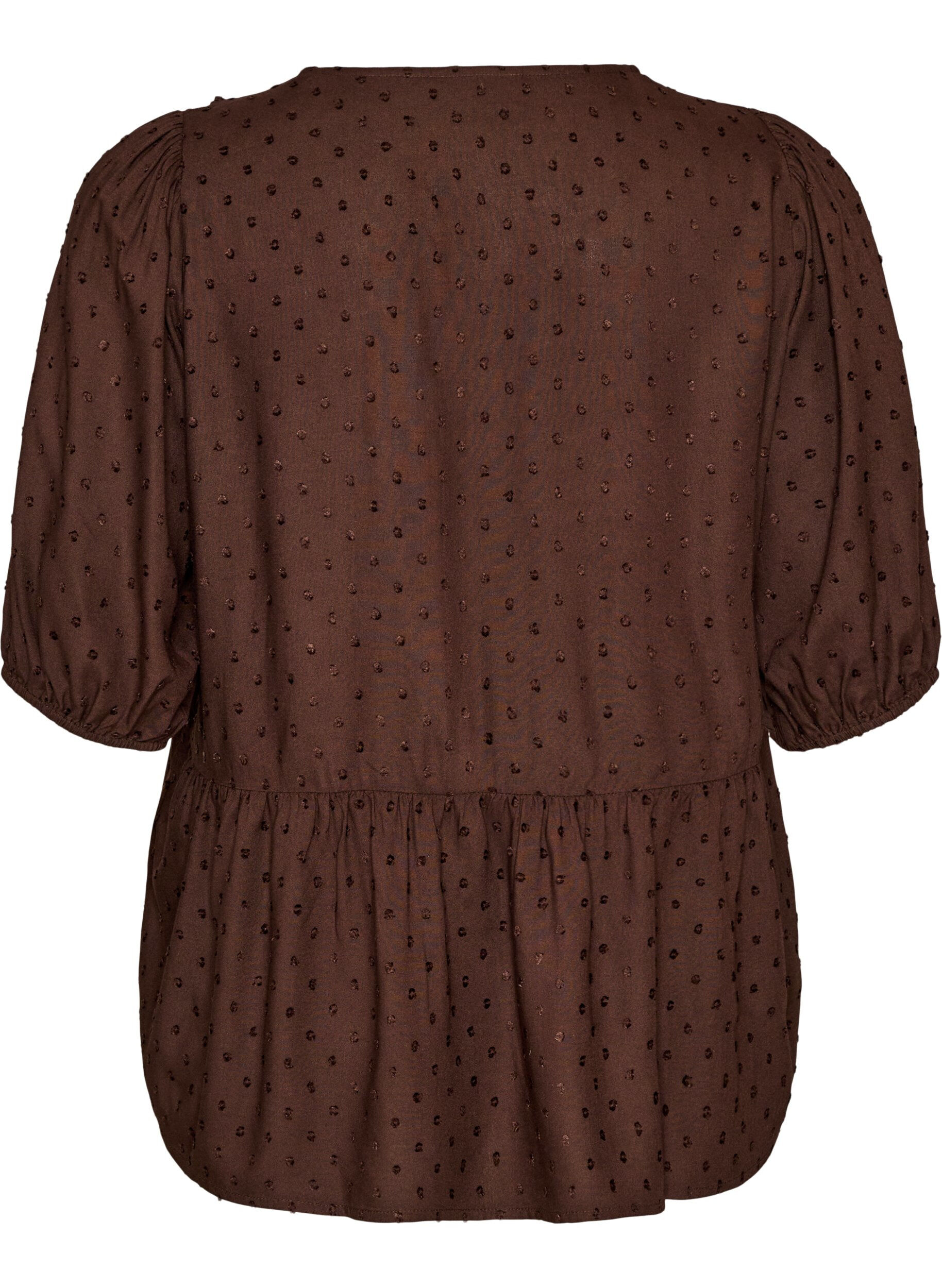 ZizzifashionViscose blouse with a dotted texture and V-neck, Brown, Packshot image number 1