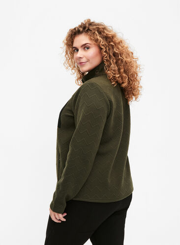 Sporty fleece jacket with pockets, Forest Night, Model image number 1