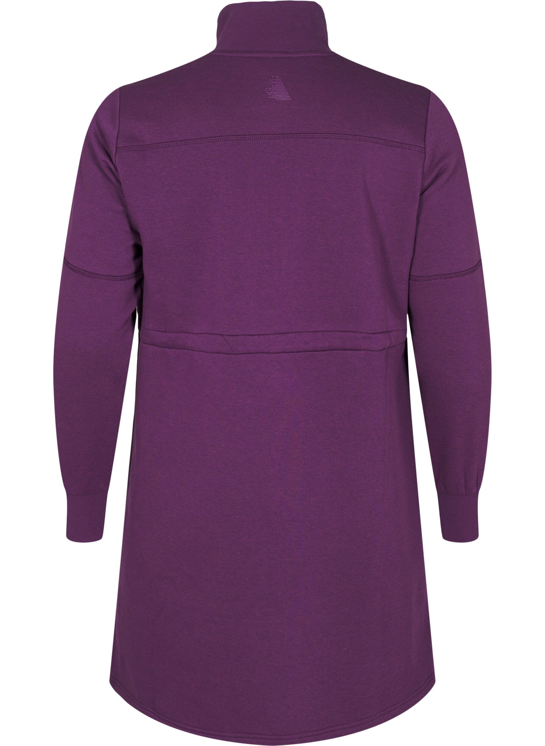 Zizzifashion Short sweatshirt dress with a high neck and adjustable waist, Deep Purple, Packshot image number 1
