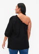 One-shoulder blouse in viscose, Black, Model image number 2