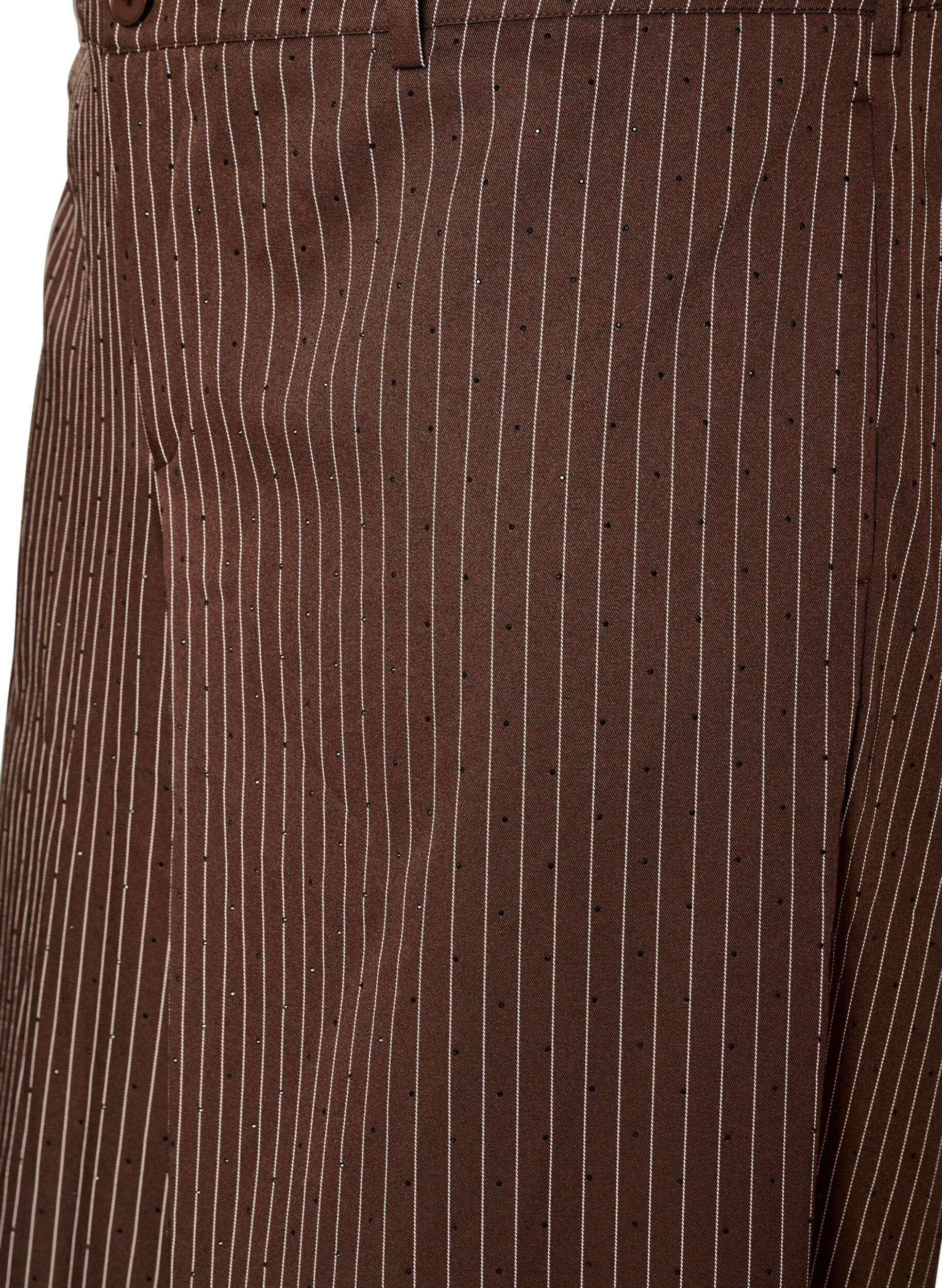 ZizzifashionPinstripe trousers with rhinestones and wide legs, Brown, Packshot image number 2