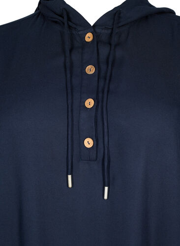 Viscose tunic with hood, Navy Blazer, Packshot image number 2