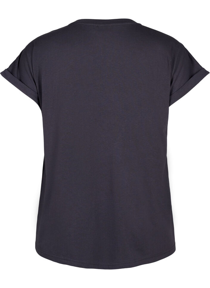 Short-sleeved cotton blend t-shirt, Dark Grey, Packshot image number 1