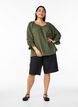 Cotton muslin blouse with 3/4 sleeves, Thyme, Model image number 2