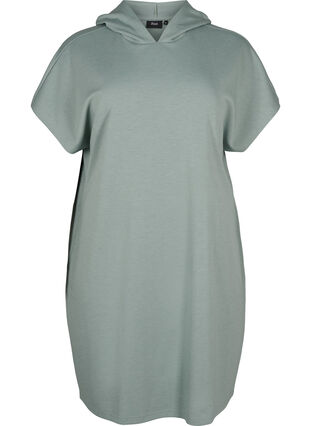 Short sleeve sweat dress in modal mix, Chinois Green, Packshot image number 0
