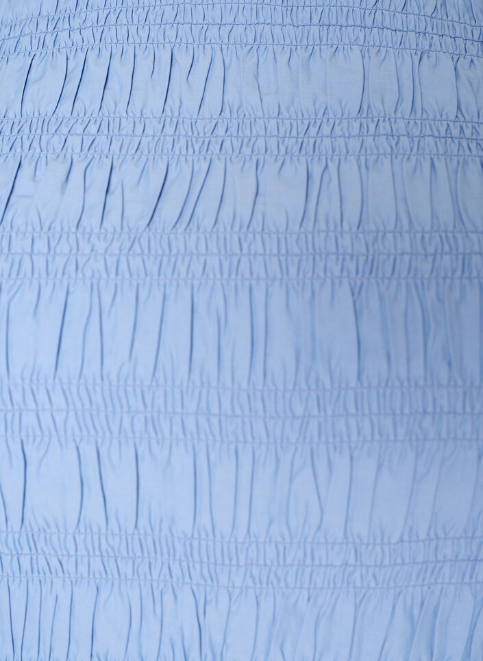 Smock blouse with a ruffle hem and boat neck, Blue, Packshot image number 2