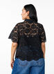 Lace shirt blouse with pearl buttons, Black, Model image number 2