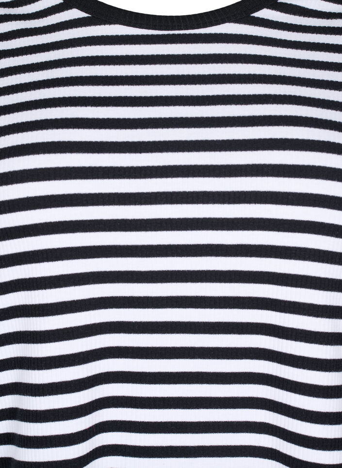 Striped blouse with long sleeves, Black, Packshot