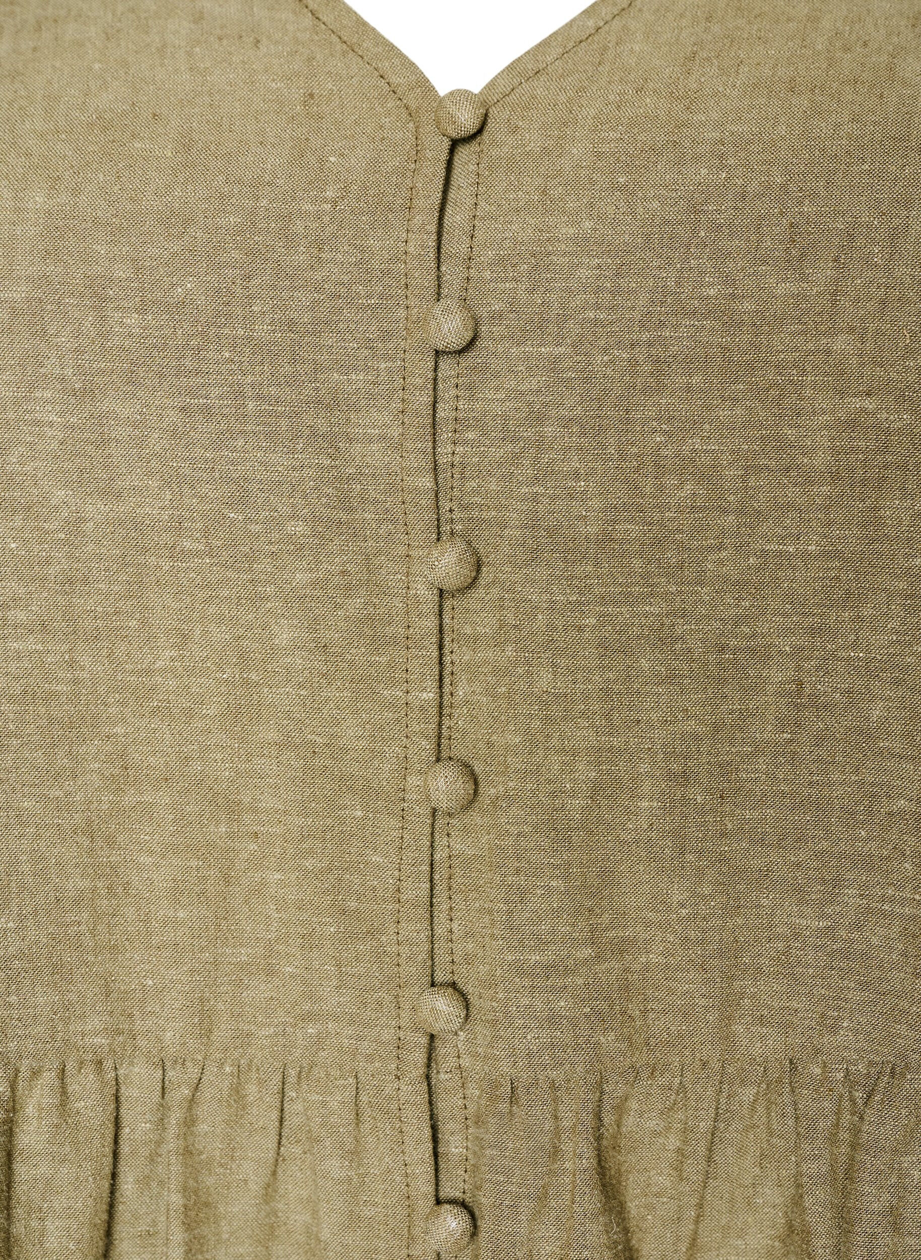 Zizzifashion Blouse in linen and viscose with a V-neck and button fastening, Green, Packshot image number 2