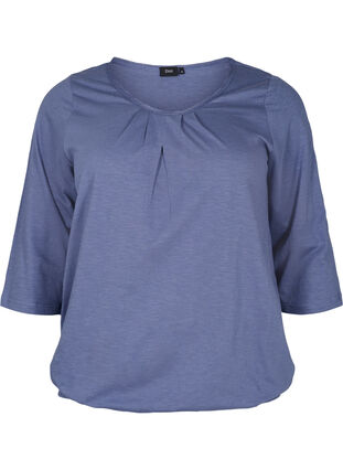 Cotton top with 3/4 sleeves, Vintage Indigo, Packshot image number 0