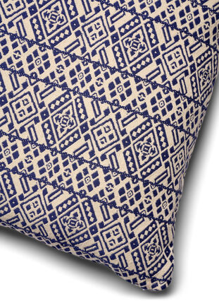 Jacquard patterned cushion cover, Dark Blue/White, Packshot image number 2