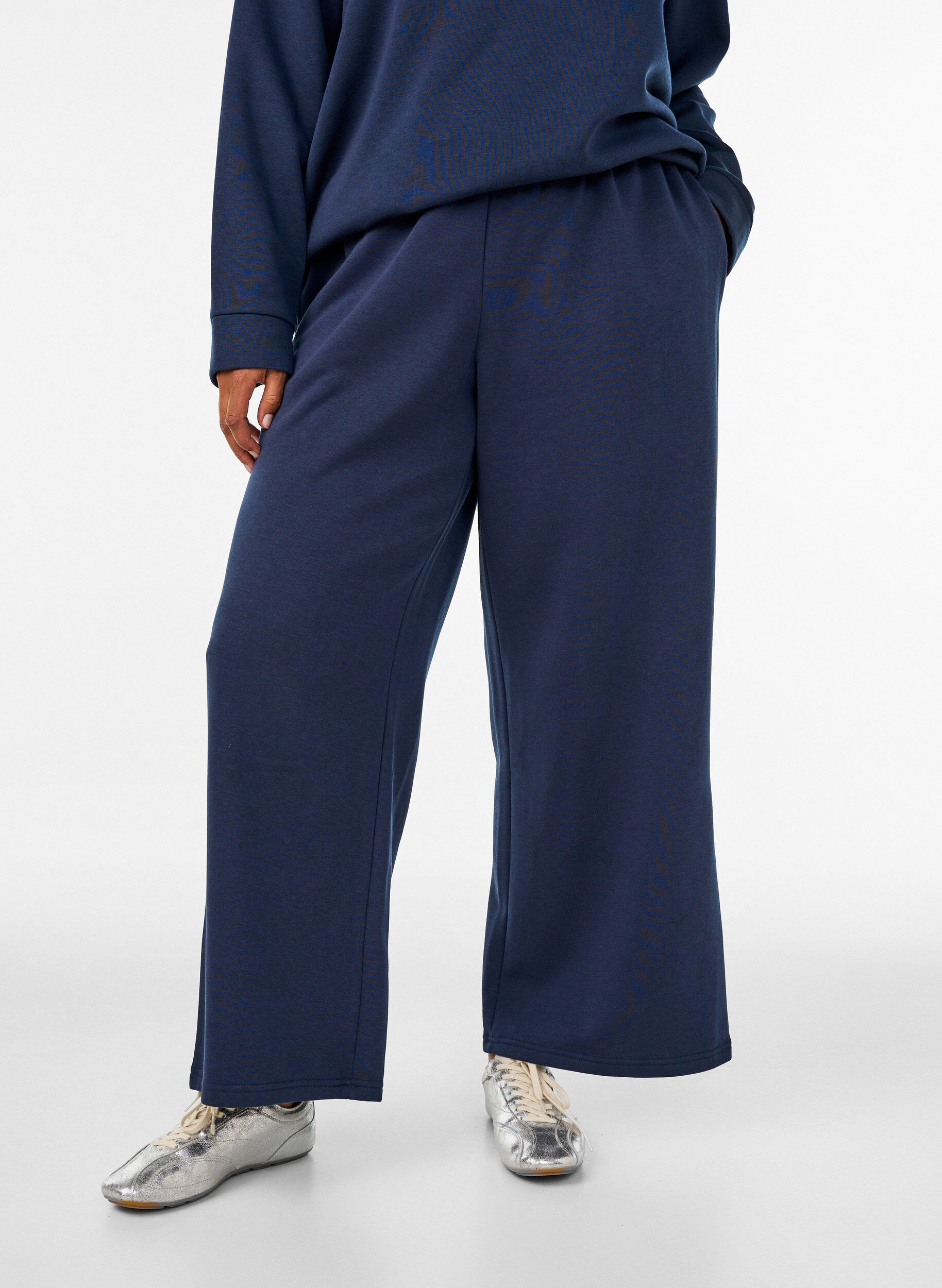 ZizzifashionHigh-waisted sweatpants with wide legs, Blue, Model image number 2