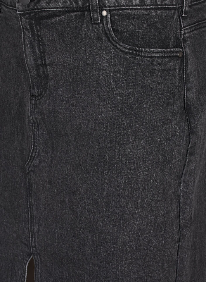 Denim skirt with front slit, Dark Grey Denim, Packshot image number 2