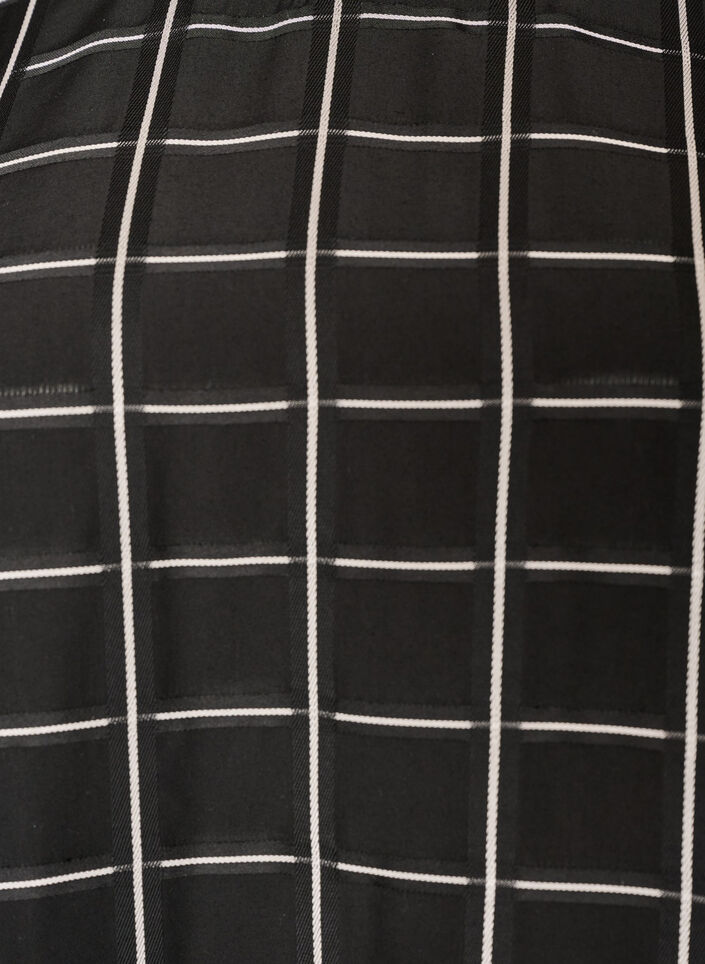 Checked blouse with lace trim and elbow-length sleeves, Black, Packshot image number 2