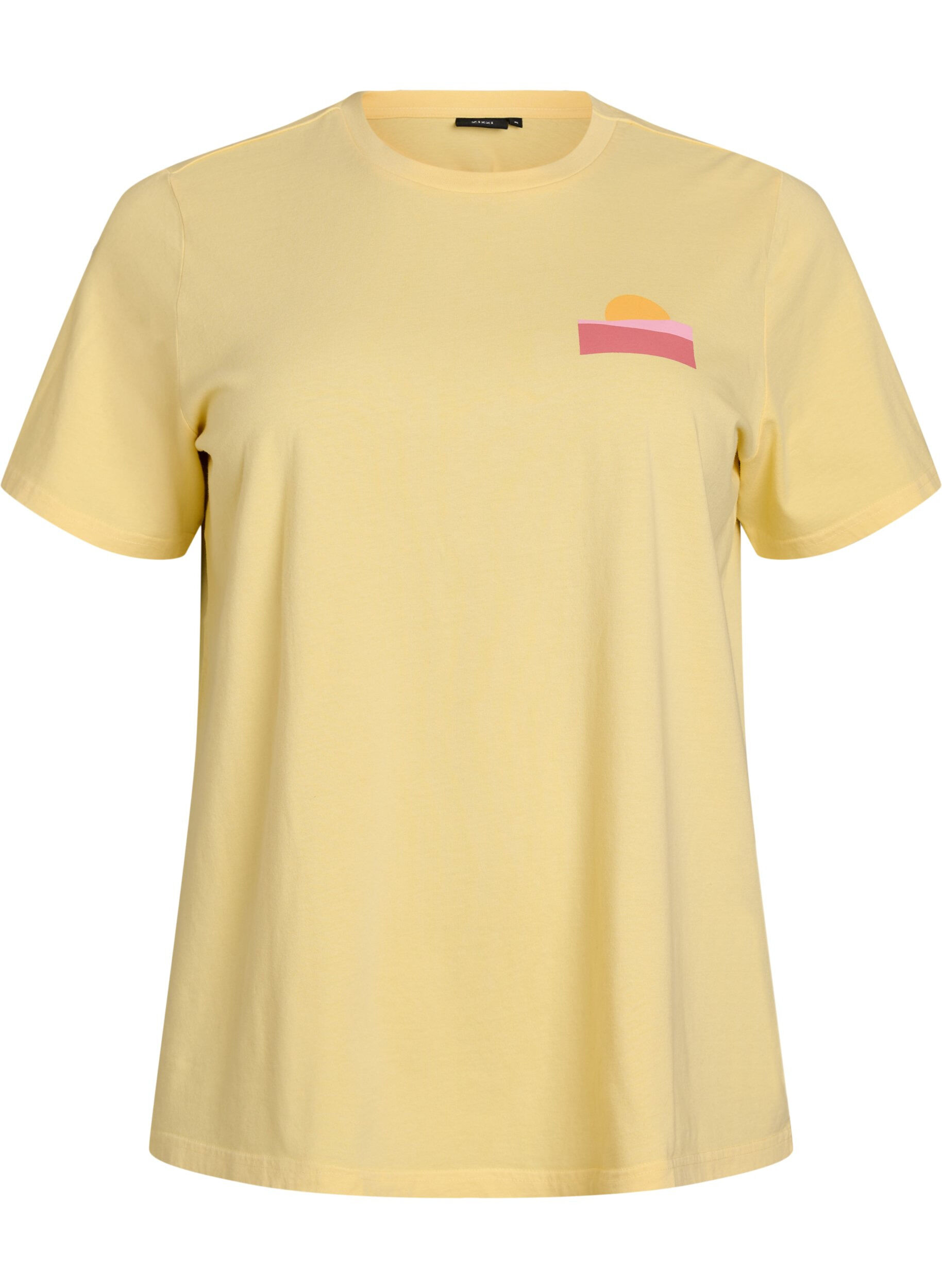 ZizzifashionOrganic cotton T-shirt with back print, Yellow, Packshot image number 0
