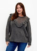 Knitted wool sweater with ruffle detail, Dark Grey Melange, Model image number 0