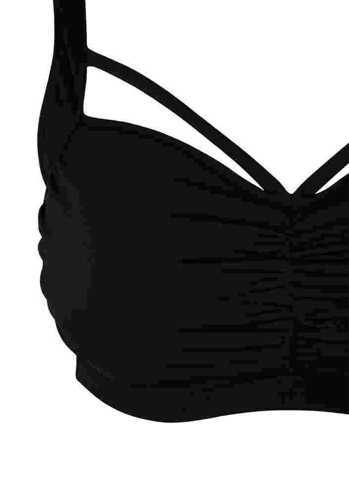 Bikini top with ruching and string, Black, Packshot image number 2