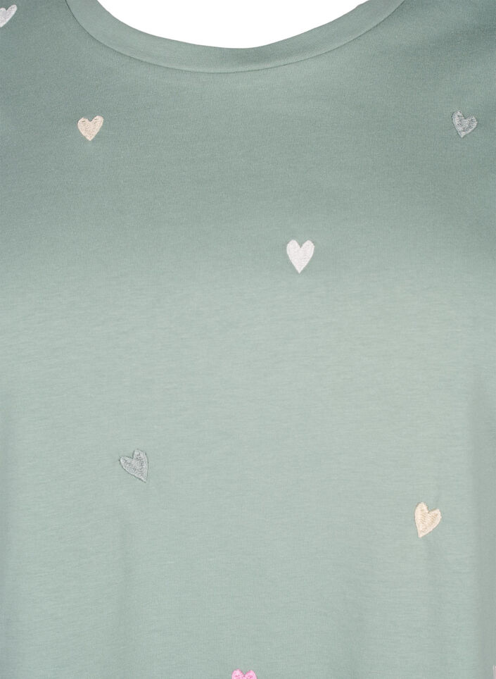 Organic cotton T-shirt with hearts, Chinois G. Love Emb., Packshot image number 2