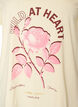 Cotton T-shirt with front print and V-neck, Beige, Packshot image number 2