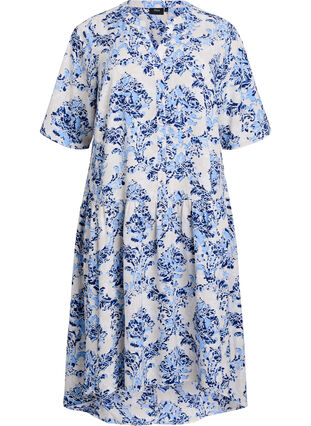 A-line midi dress with short sleeves - Beige - Sz. M - Zizzifashion A-line midi dress with short sleeves - Beige - Sz. M - Zizzifashion