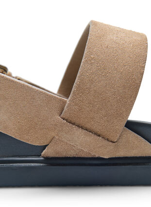 Wide fit sandal in suede, Brown, Packshot image number 4