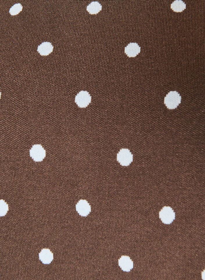 Short-sleeved knitted blouse with polka dots, Brown, Packshot image number 2