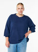 Knitted blouse with wavy edges, Blue, Model image number 0