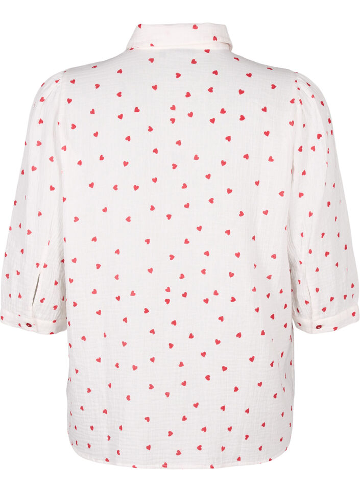 Shirt blouse with 3/4 sleeves, White, Packshot image number 1