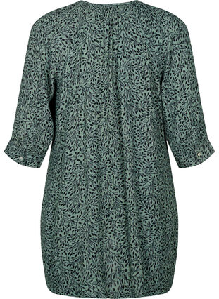 Tunic in viscose with print and 3/4 sleeves, Green AOP, Packshot image number 1
