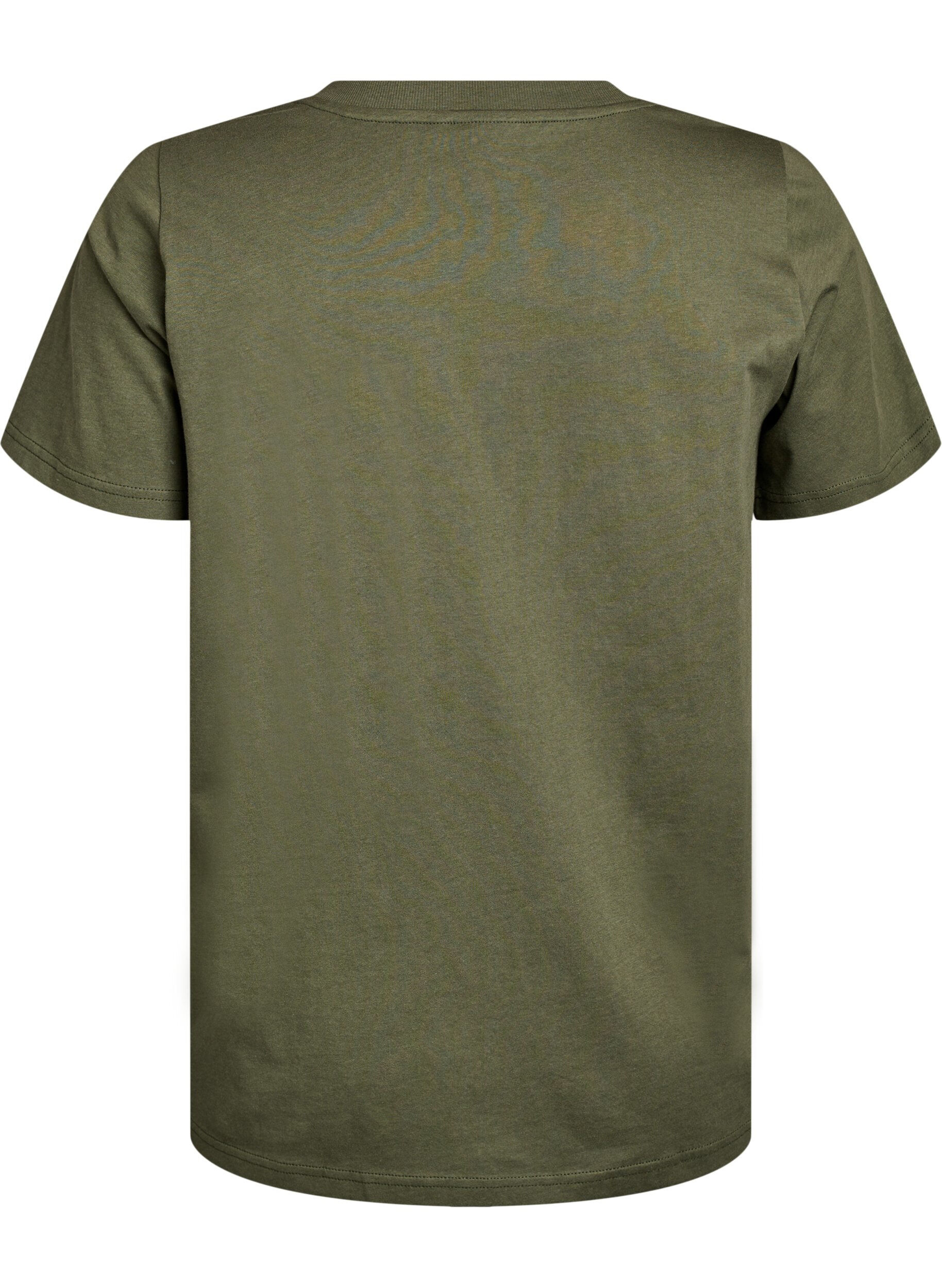 Zizzifashion Basic cotton T-shirt with a V-neck, Green, Packshot image number 1