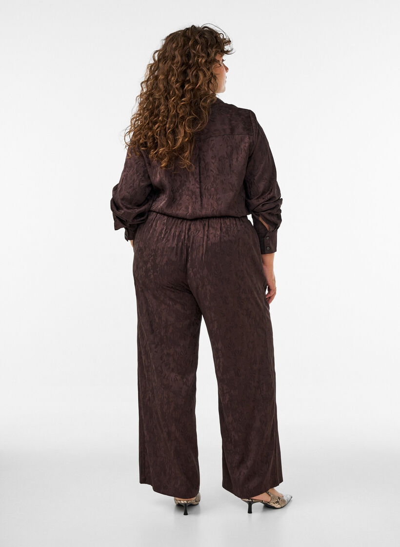 Loose trousers with paisley pattern and high waist, Brown, Model image number 1