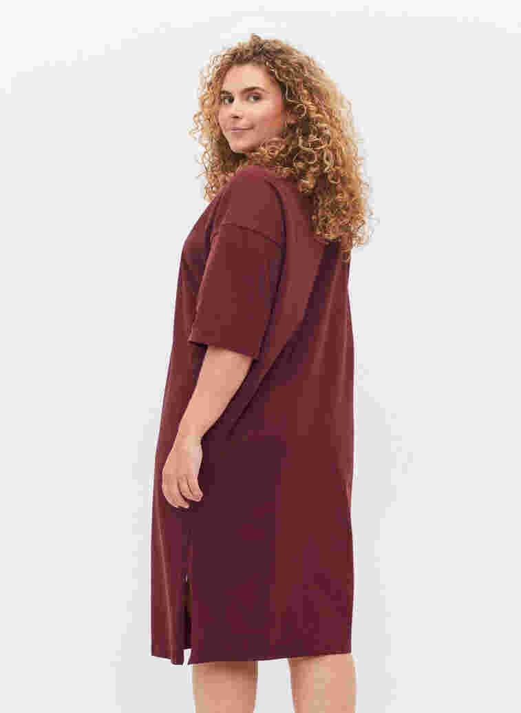 Short-sleeved cotton dress with slits, Port Royal, Model image number 1