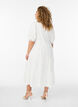 Textured cotton midi dress with crochet details, White, Model image number 1