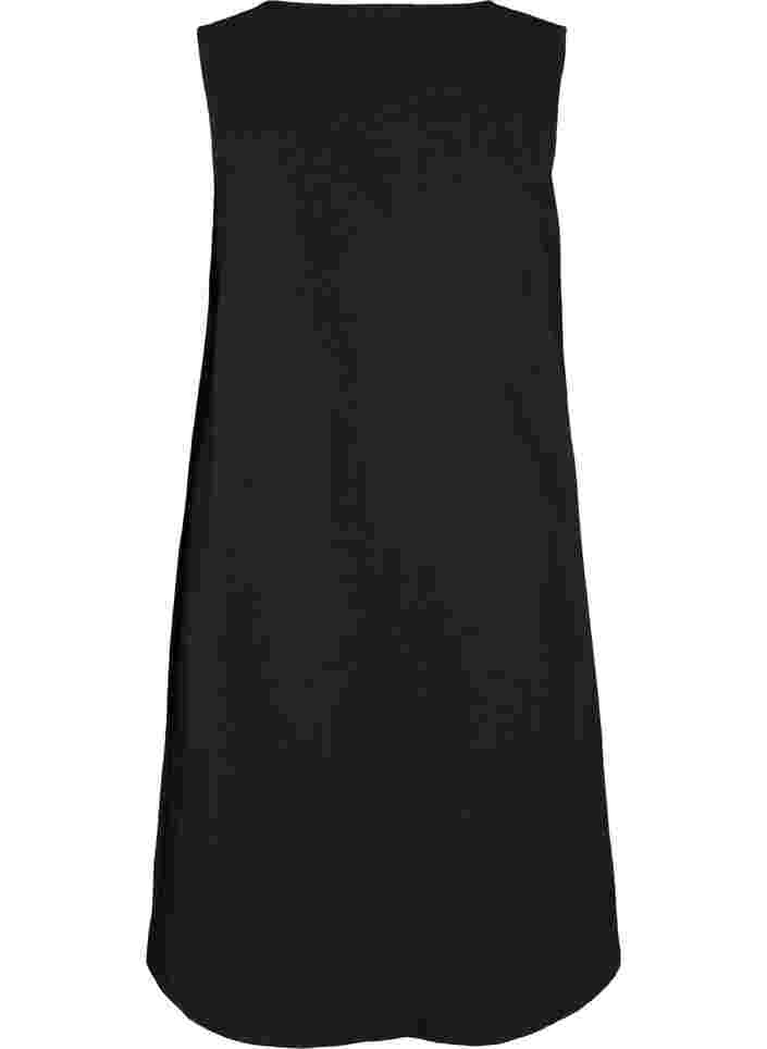 Sleeveless cotton dress with A-line cut, Black, Packshot image number 1