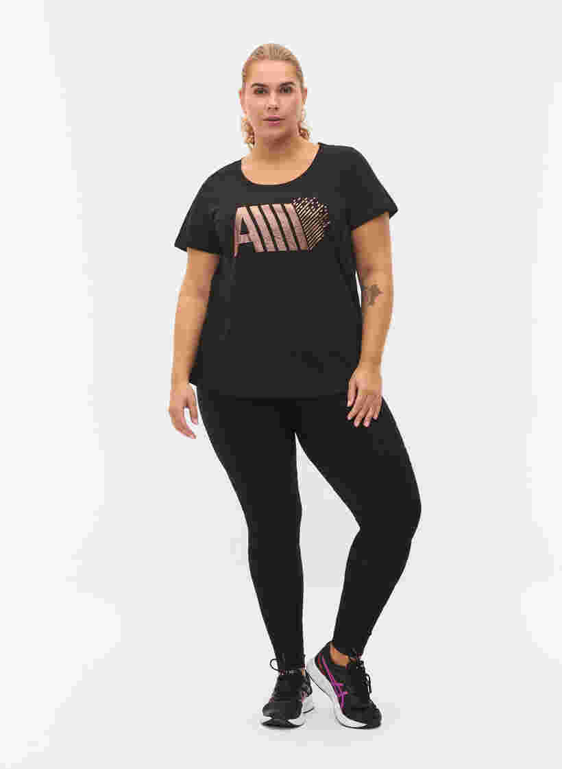Sports t-shirt with print, Black w. RoseGoldF., Model image number 2
