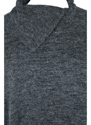 Short-sleeved knitted poncho with collar, Dark Grey Melange, Packshot image number 2