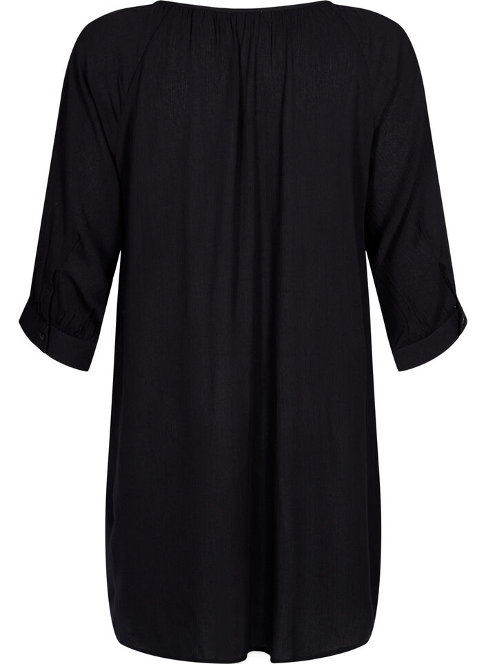 Viscose tunic with 3/4 sleeves, Black, Packshot image number 1