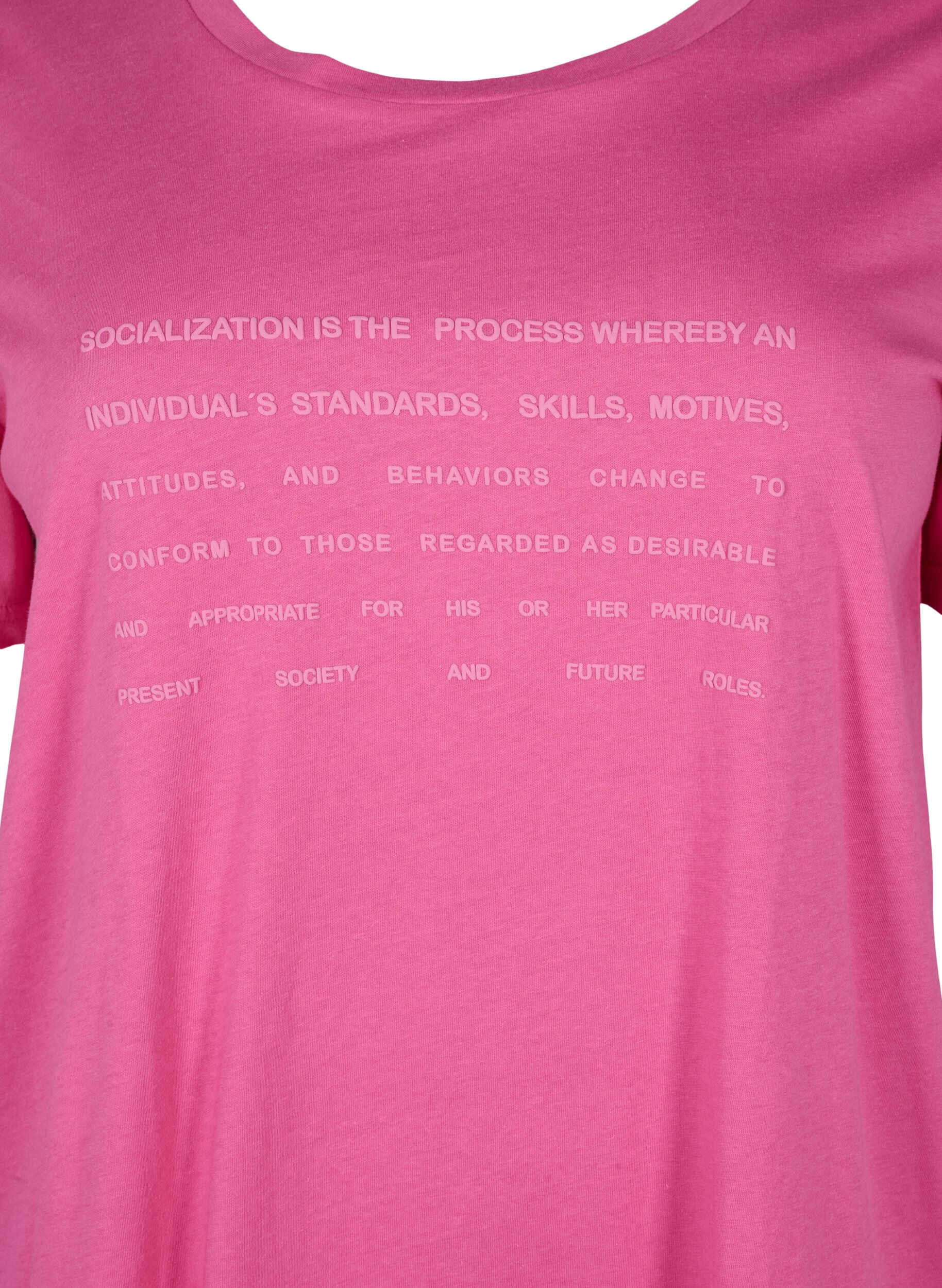 Zizzifashion T-shirt with text motif, Shocking Pink W.Pink, Packshot image number 2