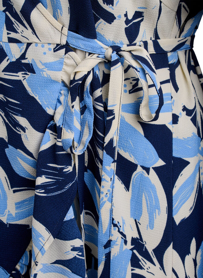 Floral wrap dress with short sleeves, Blue, Packshot image number 3