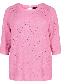 	 Knitted jumper with 3/4 sleeves and lace pattern